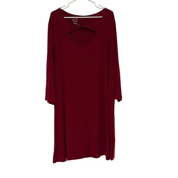 Maurices 24/7 4X Red Cutout Long Sleeve Sheath Shift Dress Office Career Work - Picture 1 of 7